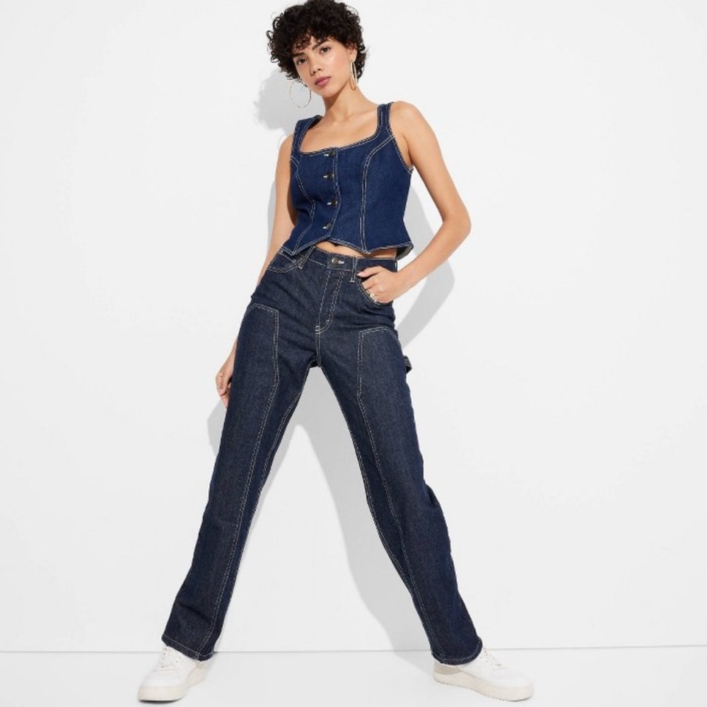 NEW- Wild Fable Dark Wash Carpenter Jeans - Size 8 - High Rise